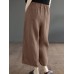 Solid Asymmetrical Hem Pocket Wide Leg Crop Pants